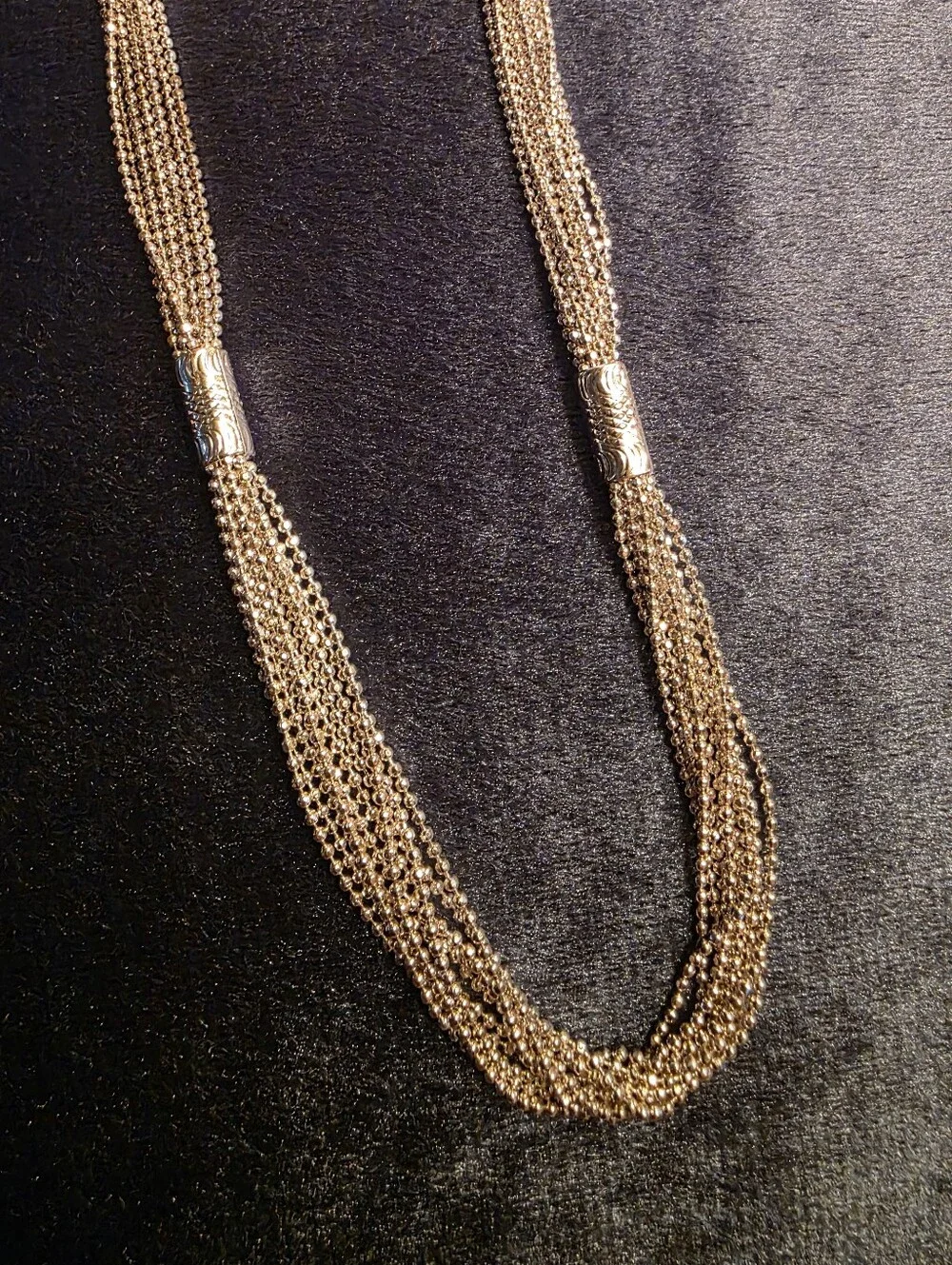 Monet Liquid Silver Multi Strand Mesh Chain Waterfall Statement Necklace Layered